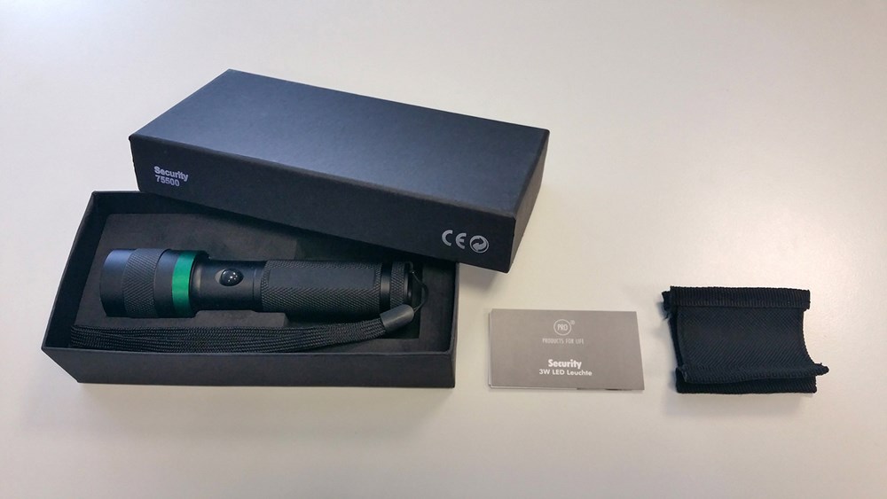 LED Leuchte "Security 3W schwarz/grün"