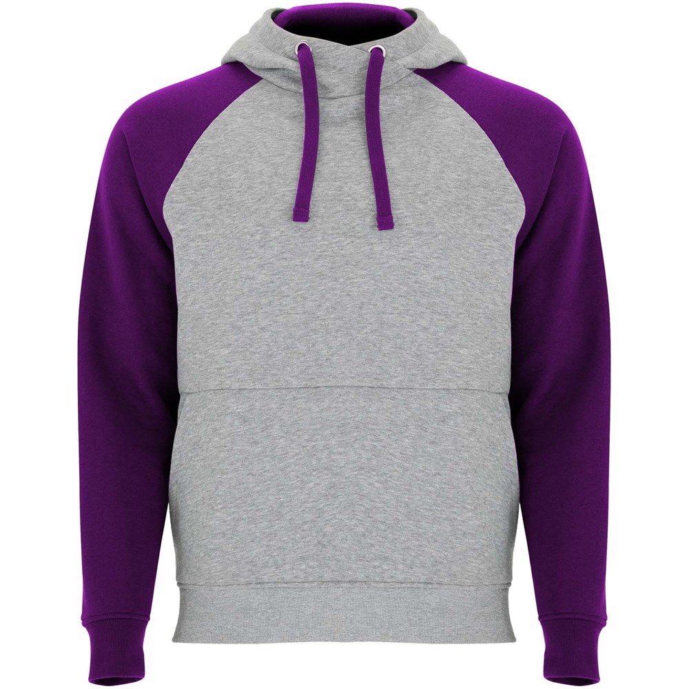 Badet zweifarbiger Kapuzenpullover Unisex - heather grau, lila