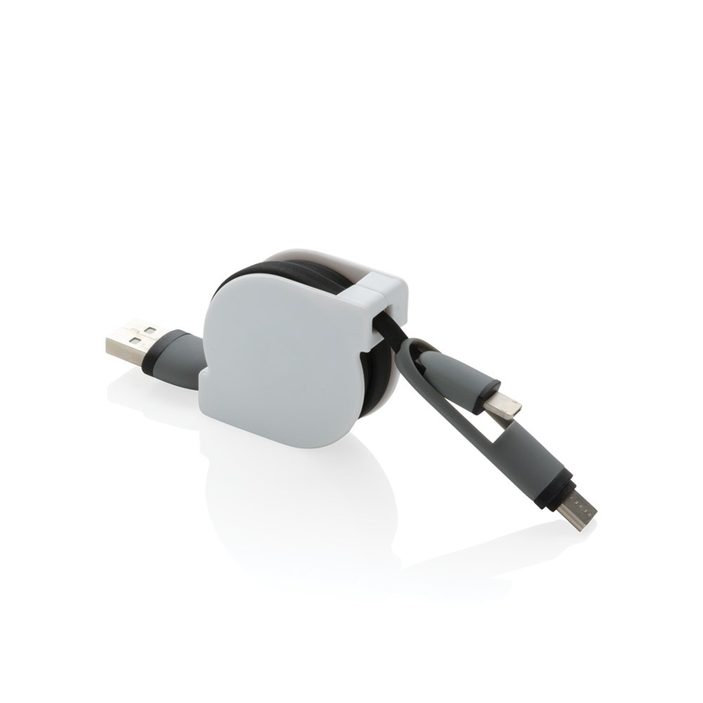 3-in-1 ausziehbares Kabel - schwarz (± PMS Black)