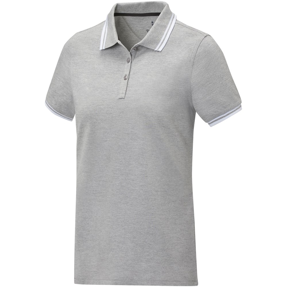 Amarago Polo mit abgesetztem Rand für Damen - heather grau