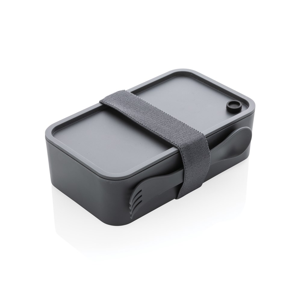 PP Lunchbox mit Göffel - anthrazit (± PMS Cool Grey 11)