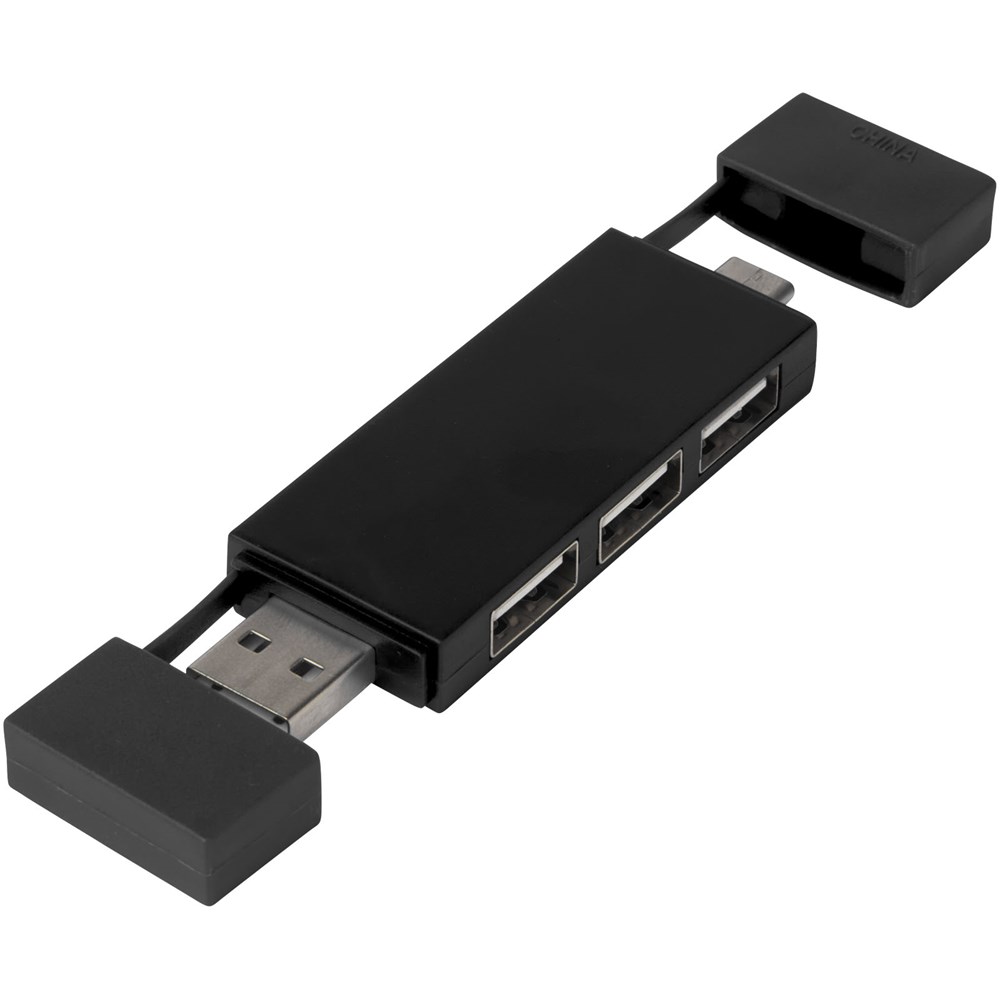 Mulan doppelter USB 2.0-Hub - schwarz